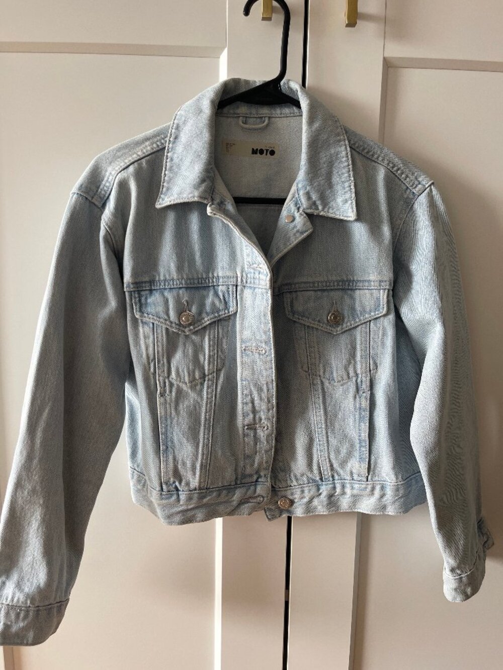 Topshop Moto Cropped Denim Jean Jacket Size 4